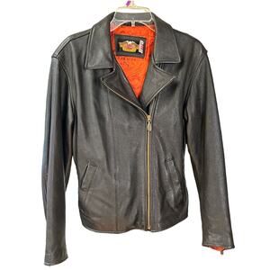 VTG 90's Y2K Harley Davidson Black Leather Jacket Motorcycle Size Medium